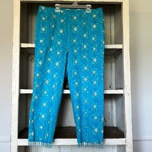 025- Beach Print Pants Beaded Detail